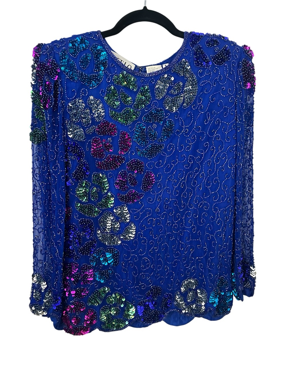 SWEELO VTG Silk Beaded Top